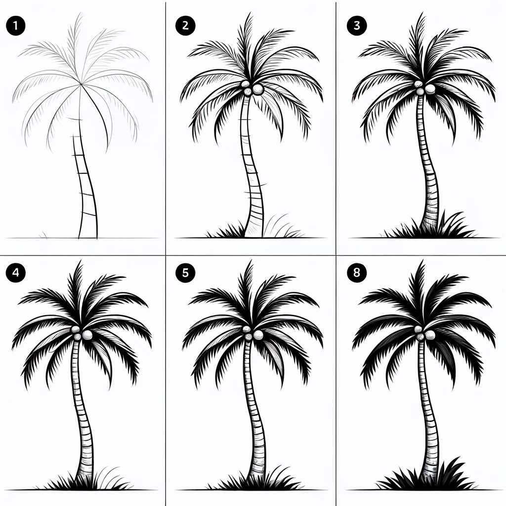 Palm tree drawing tutorial